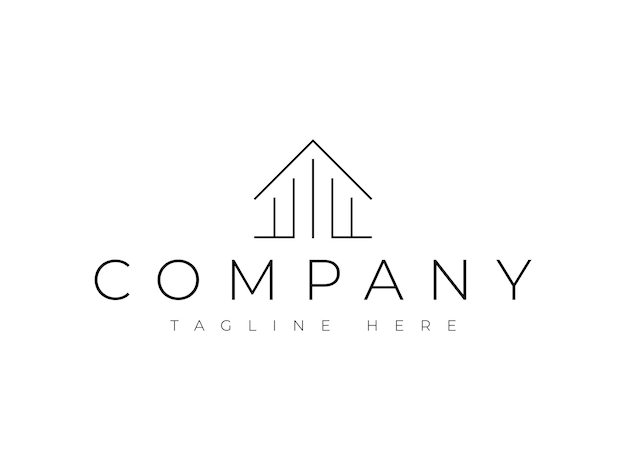 Vecteur maison minimale immobilier propriété bâtiment ligne d'art logo design