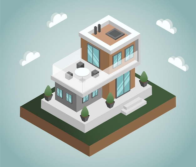 Maison moderne à deux étages avec balcon