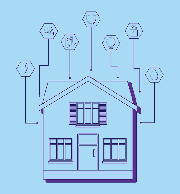 Maison Moderne Avec Des Icônes Connexes Maison Intelligente