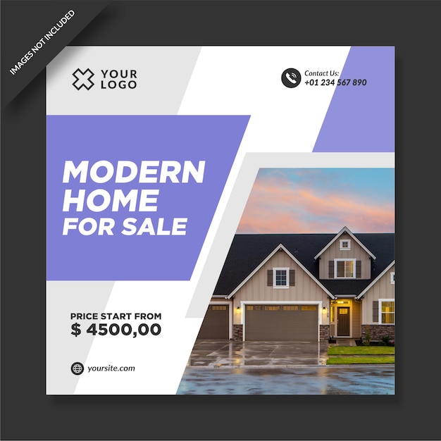 Vecteur maison moderne à vendre design de promotion instagram
