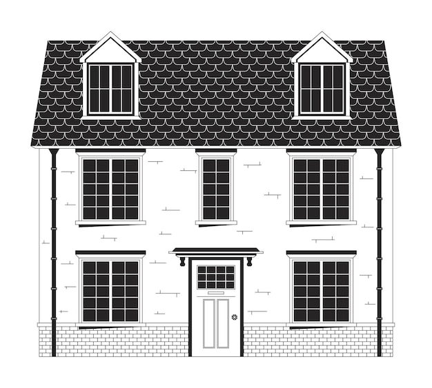 Vecteur la maison multifamiliale est un objet de dessin animé en 2d en noir et blanc.