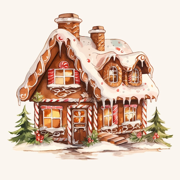 La maison de Noël au pain d'épice vectoriel Vecteur Premium généré à