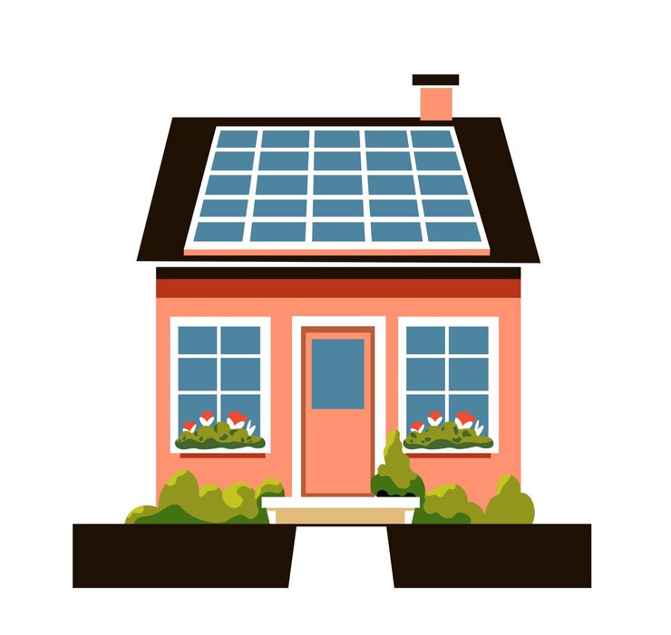 Vecteur maison avec panneaux solaires vectoriel