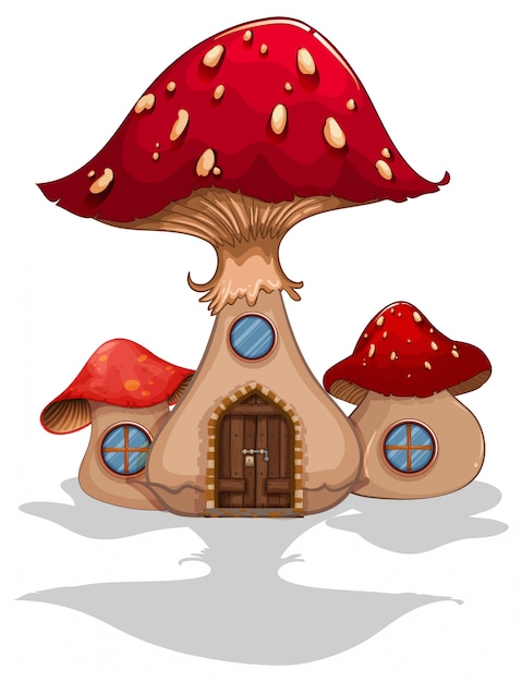 Vecteur maison toadstool avec porte et fenêtres