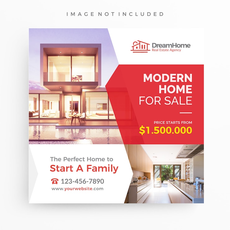 Vecteur maison à vendre / modèle de bannière immobilière pour promotion