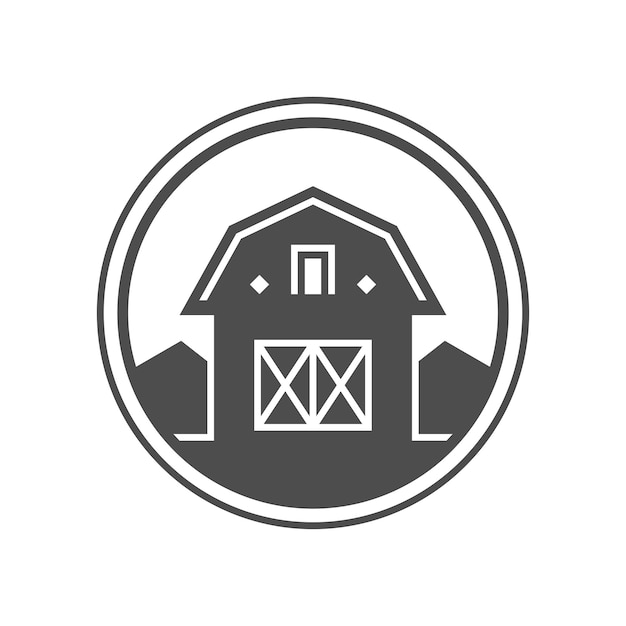 Maison de village ranch immobilier agriculteur maison banlieue quartier cercle cadre logo vecteur