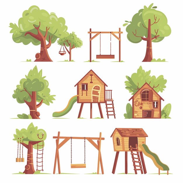 Vecteur des maisons en bois pour les enfants.