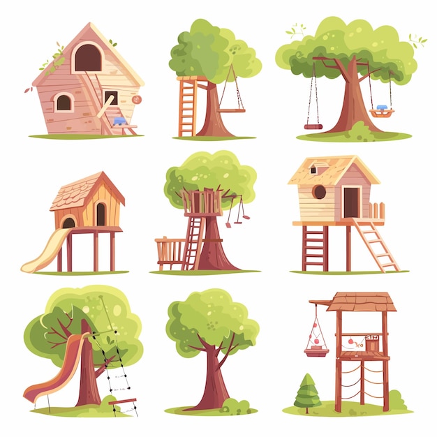 Vecteur des maisons en bois pour les enfants.