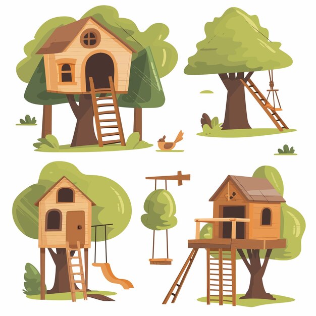 Vecteur des maisons en bois pour les enfants.