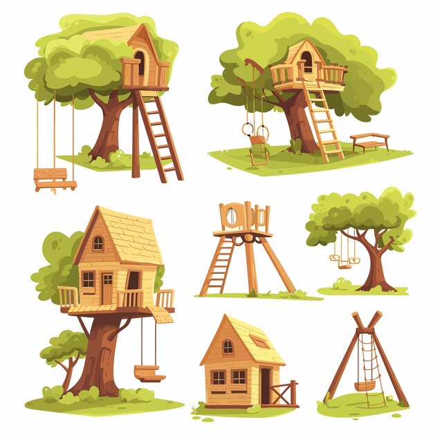 Vecteur des maisons en bois pour les enfants.