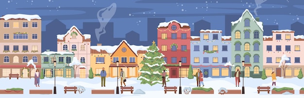 Maisons Résidentielles Et Personnes De Rue De Noël