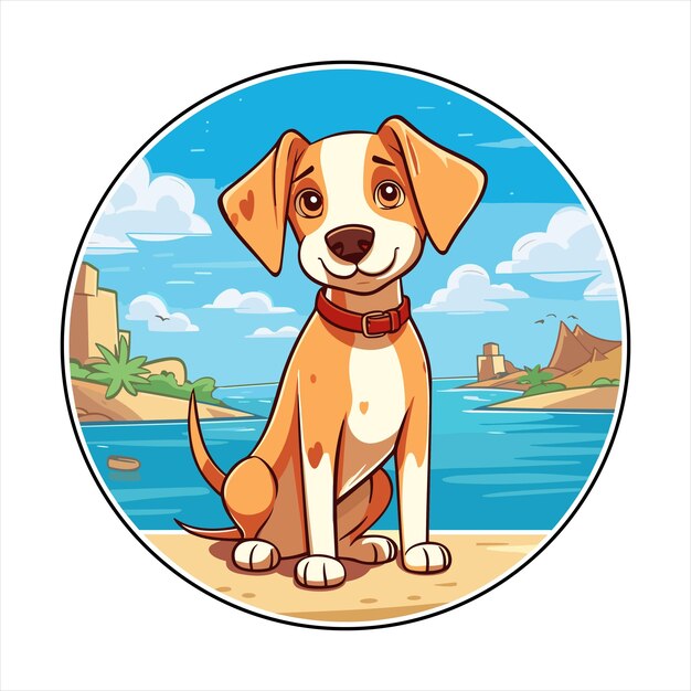 Vecteur majorque race de chien de rat cute dessin animé kawaii personnage plage été animal animal de compagnie autocollant illustration