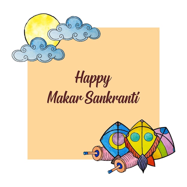 Vecteur makar sankranti vector illustration aquarelle fond fête de la récolte hindoue fête de l'inde