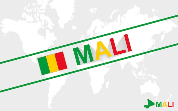 Mali Carte Drapeau Et Illustration De Texte