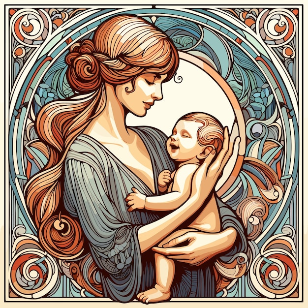 Maman et le bébé Art nouveau