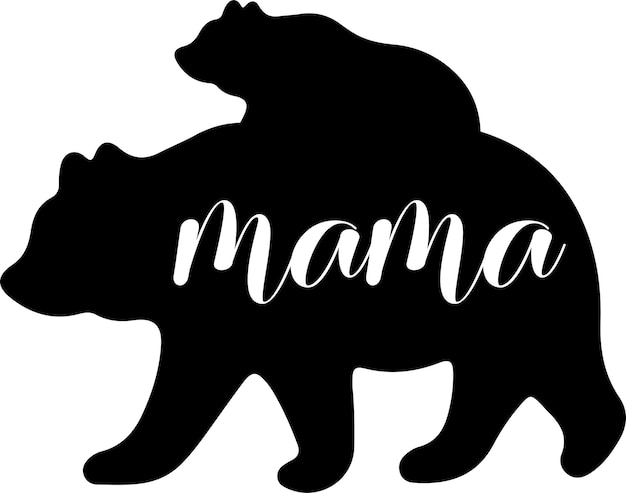 Vecteur maman ours ours silhouette avec bébé ours