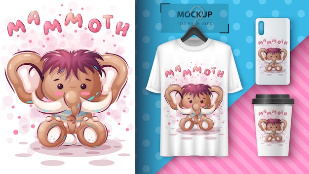 Mammouth, Illustration D'éléphant Et Merchandising