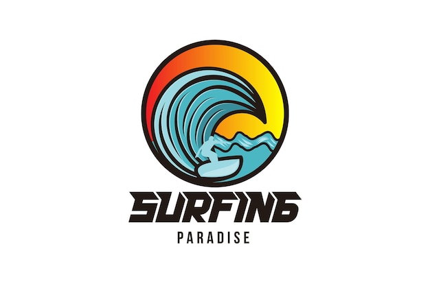 Man Surf, Et Vague Dessins De Logos Inspiration Isolé Sur Fond Blanc