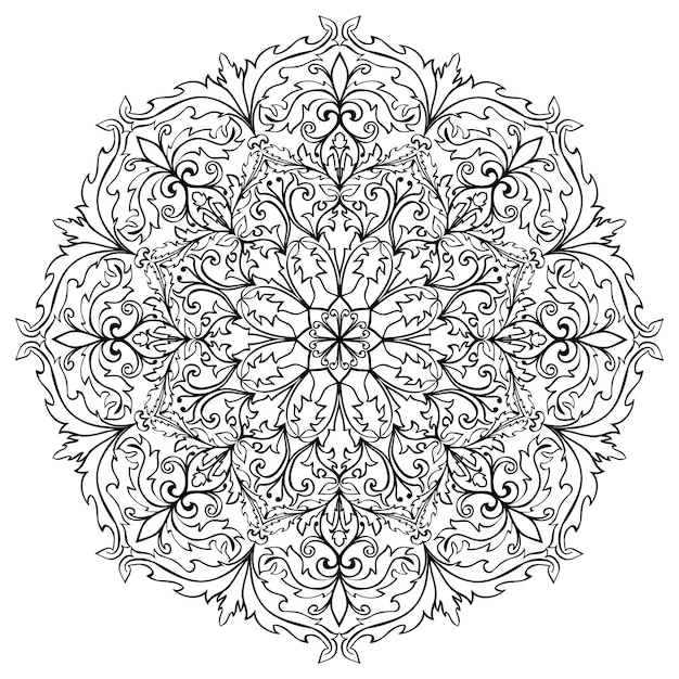 Mandala Abstrait Ornement Ethnique Oriental élément De Conception Motif Indien Illustration Noir Et Blanc