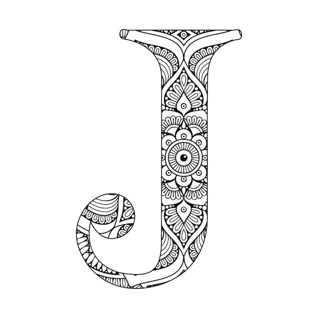 Mandala Alphabets Mandala Lettres Arts Design Style Lettres Illustration vectorielle