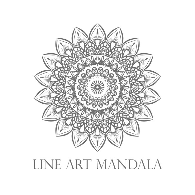 Mandala D'art En Ligne Avec Un Fond Blanc
