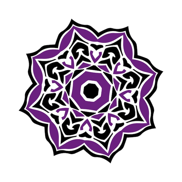 Vecteur mandala bicolore en fleur orientale, motif pour céramique et broderie