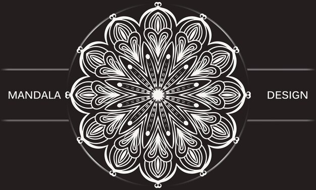 Mandala Blanc Avec Un Cercle Sur Le Fond Noir