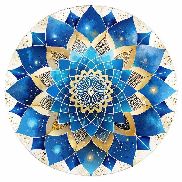 Un Mandala Bleu Et Or Avec Un Fond Blanc