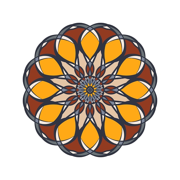 Mandala Coloré Floral Motif Rond Coloré Géométrique Fleur Symétrique.
