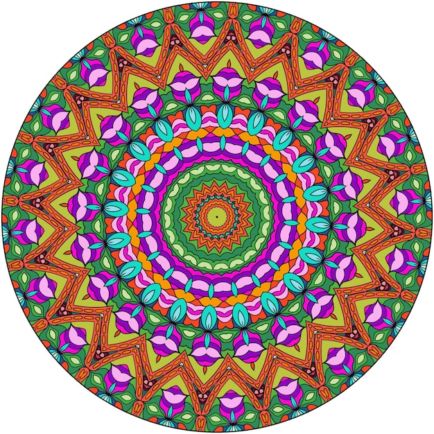 Vecteur un mandala coloré avec des formes florales et des éléments de conception tissés