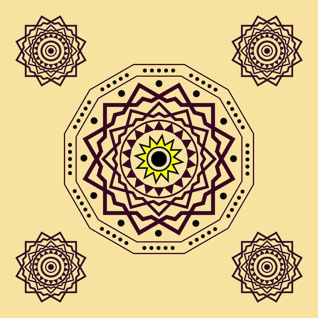 Mandala Coloré Avec Ornement Floral Premium Vecteur