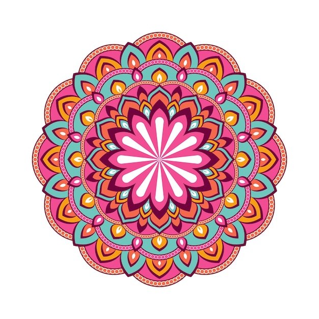 Mandala Coloré Avec Ornement Floral