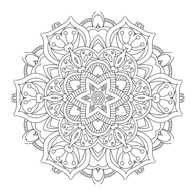 Mandala de contour pour livre de coloriage, modèle de thérapie anti-stress, ornement rond décoratif