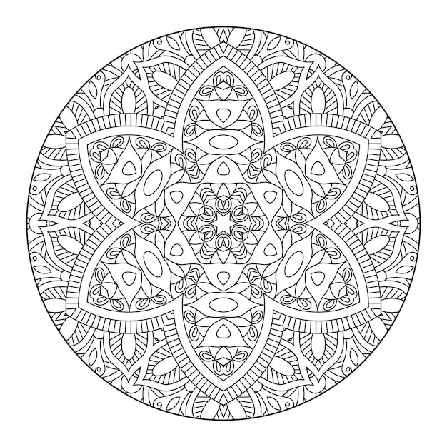 Mandala De Contour Pour Livre De Coloriage, Modèle De Thérapie Anti-stress, Ornement Rond Décoratif