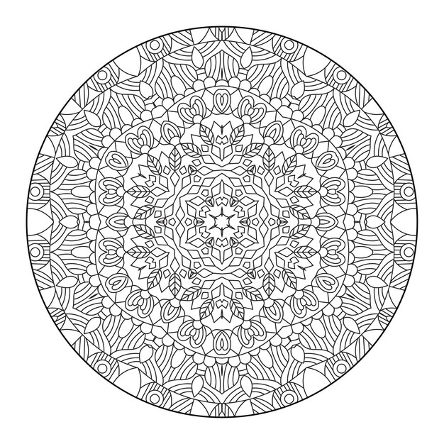 Mandala De Contour Pour Livre De Coloriage, Modèle De Thérapie Anti-stress, Ornement Rond Décoratif