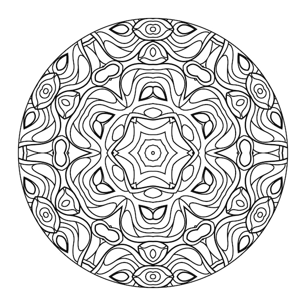 Mandala De Contour Pour Livre De Coloriage, Modèle De Thérapie Anti-stress, Ornement Rond Décoratif