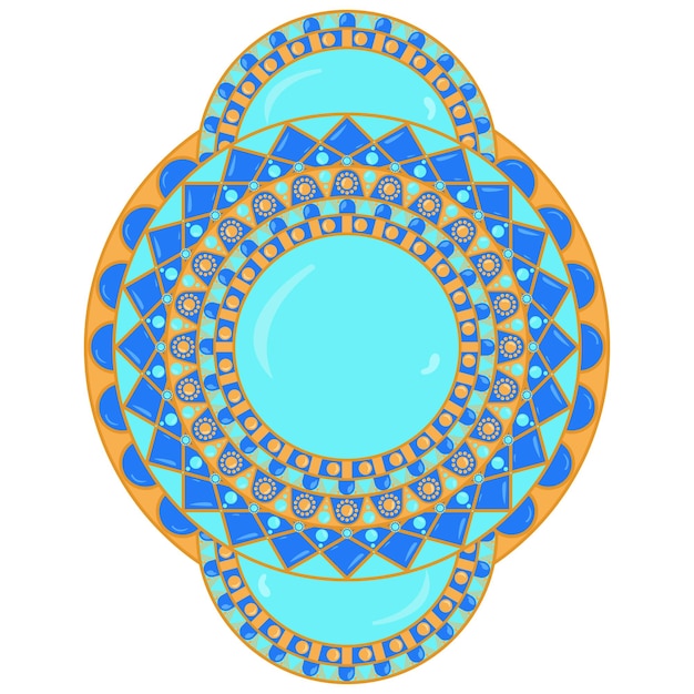 Mandala de couleurs vives avec des motifs géométriques Motif circulaire de couleurs vives Bleu orange