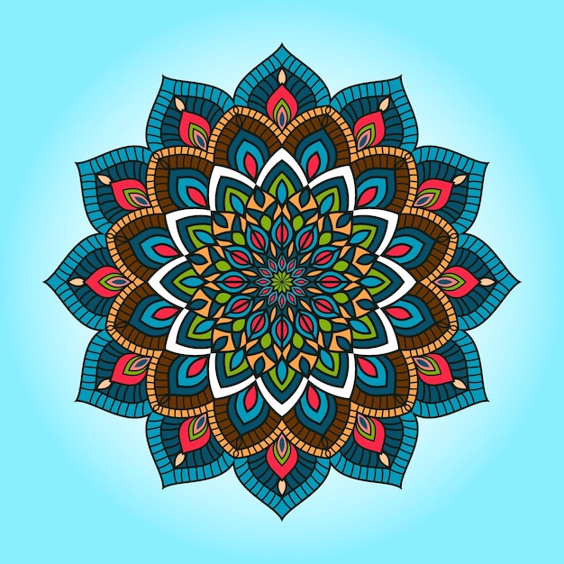 Mandala De Doodle Dessiné à La Main De Vecteur. Mandala Ethnique Avec Ornement Tribal Coloré. Isolé.