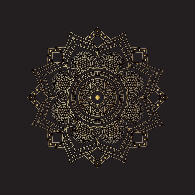 Mandala doré de vecteur