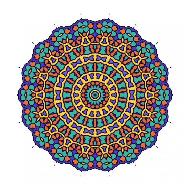 Mandala Ethnique Avec Ornement Coloré Isolé