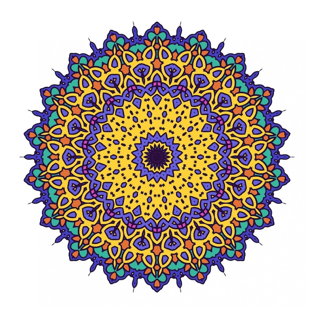 Mandala ethnique avec ornement coloré isolé