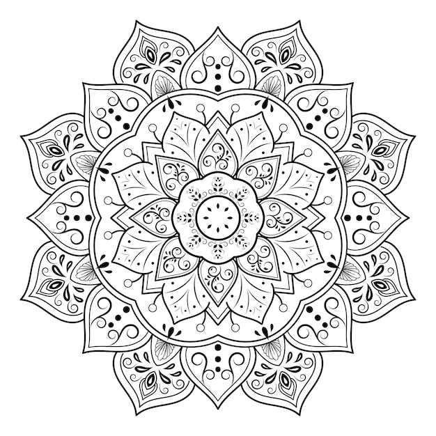 Mandala Fleur Circulaire Avec Style Floral Vintage Mandala Vectoriel Motif Oriental élément Décoratif Dessiné à La Main Conception Unique Avec Fleur De Pétale Concept Détente Et Méditation Utilisation Pour Le Livre De Logo De Page