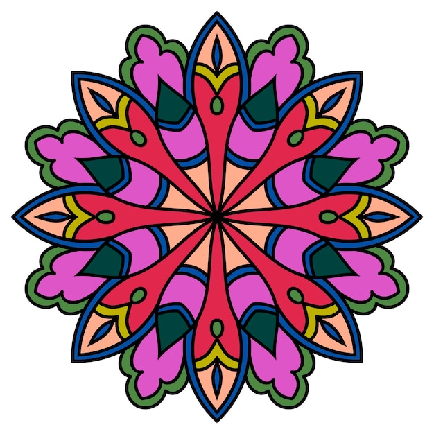 Mandala. Fleur de doodle ronde ornementale isolée sur fond blanc. Élément de cercle géométrique.