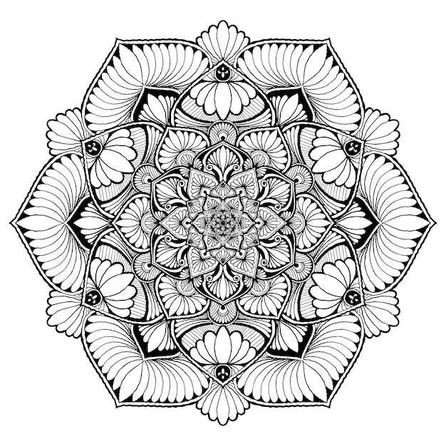 Mandala Fleur Ronde, Henné. éléments Décoratifs Vintage.