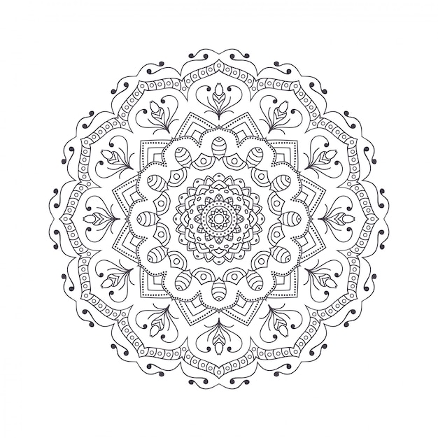 Mandala De Fleurs Dessinés à La Main Pour Cahier De Coloriage.