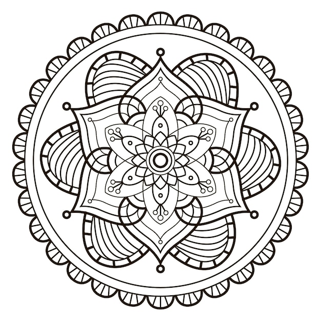 Mandala De Fleurs Pour Henné, Mehendi, Tatouages, Décorations. Pages De Livre De Coloriage. Illustration Vectorielle.