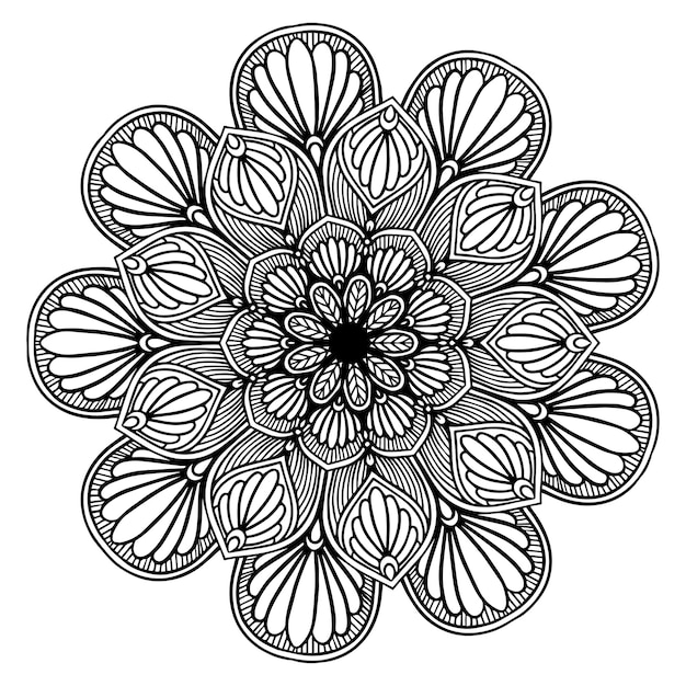 Vecteur mandala de fleurs rondes pour tatouage au henné éléments décoratifs vintage vecteur de motifs orientaux