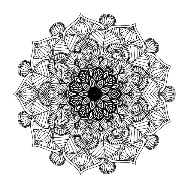 Mandala de fleurs rondes pour tatouage au henné