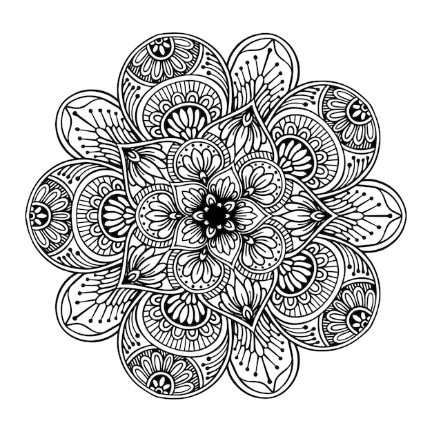 Vecteur mandala de fleurs rondes pour tatouage, henné. éléments décoratifs vintage. oriental