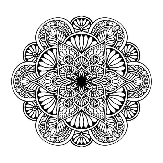 Vecteur mandala de fleurs rondes pour tatouage, henné. éléments décoratifs vintage. oriental